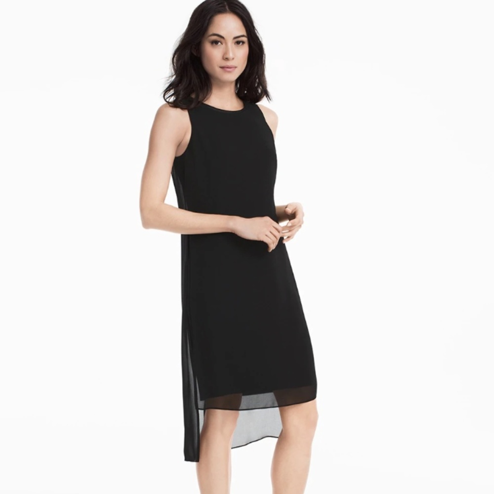 WHBM Black Woven Overlay Dress